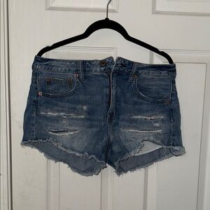 American Eagle Outfitters Blue Distressed Jean Shorts